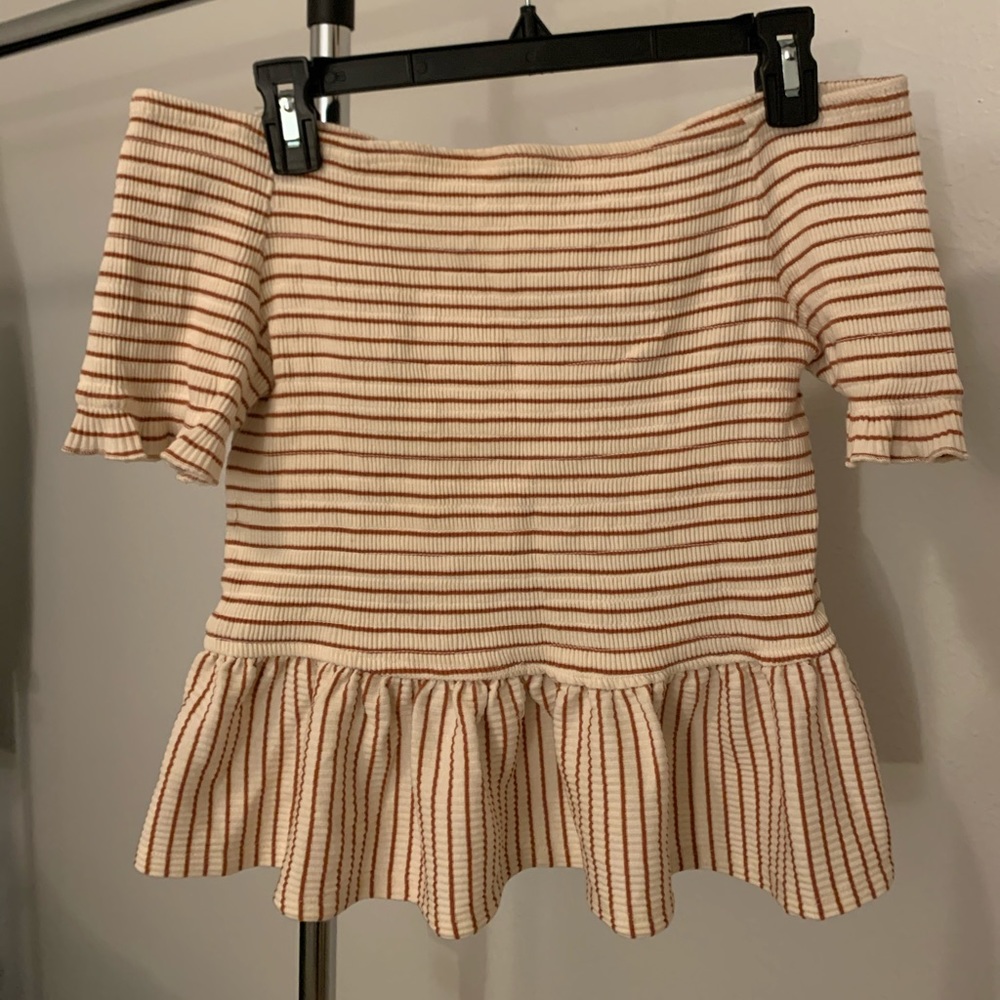 Cute striped open shoulder top